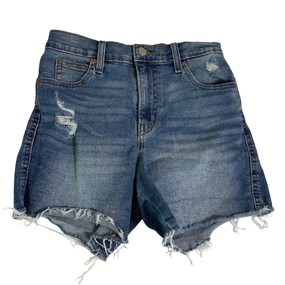 Signature by Levi Strauss Heritage High Rise Distressed Denim Shorts Medium Wash